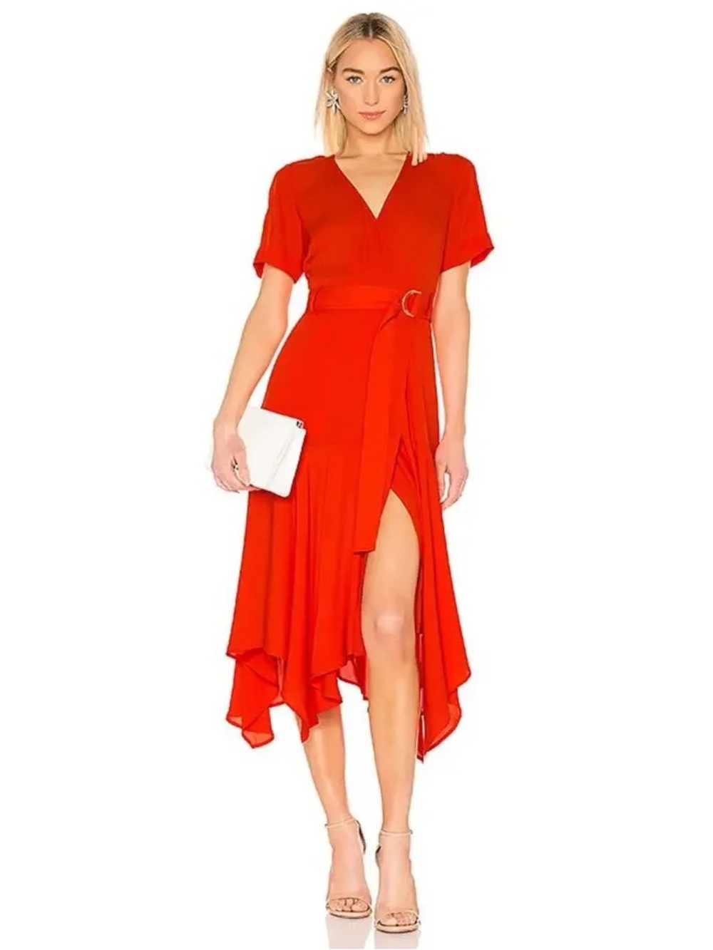 A.L.C. Claire Red Poppy 100% Silk Wrap Midi Dress NWT Size 2